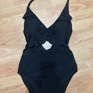 BNWT Black Aerie Ruffle One Piece Swimsuit